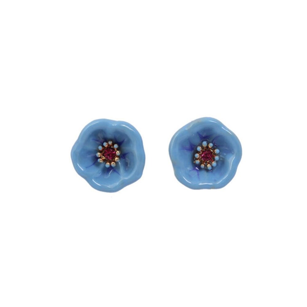 Les Nereides Garden Party Blue Buttercup Stud Earrings
